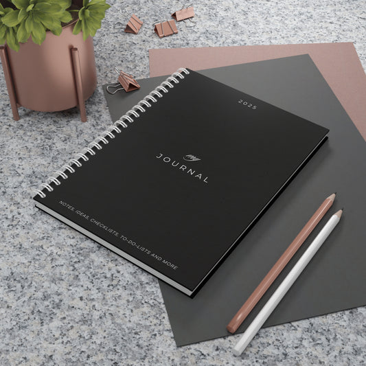 Elegant Black Spiral Notebook - 2025 Journal for Notes, Ideas & To-Do Lists