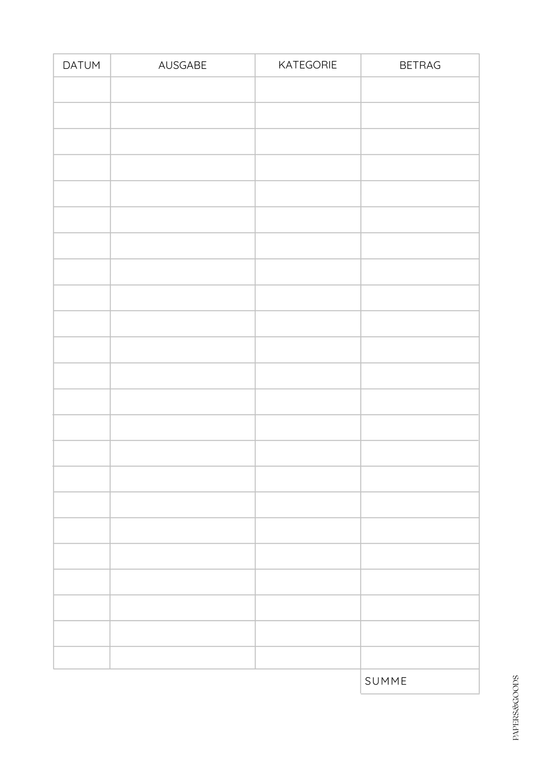 Einnahmen & Ausgaben – A5 Einlage für deinen Ringbuchplanner (6-fach gelocht)